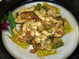 Gorgonzola Pesto Sauce over Ravioli, Chicken & Asparagus