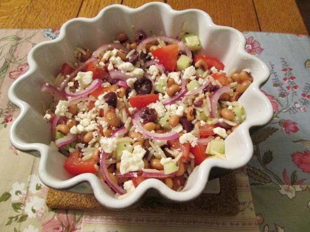 Greek Salad With Orzo and Black-Eyed Peas. Photo by Nancy's Pantry