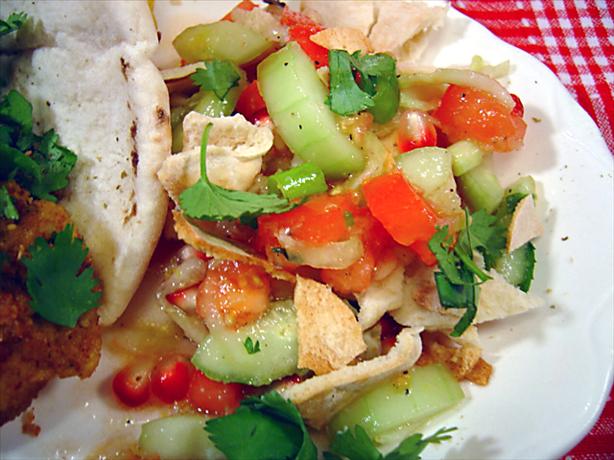 Fattoush - Pita and Pomegranate Salad. Photo by Sue Lau