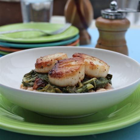 Seared Scallops With Wilted Chard. Photo by spicyperspective