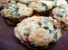 Savory Spinach, Feta, and Roasted Red Pepper Muffins. Recipe by Rinshinomori