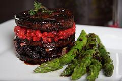 Balsamic-Agave Tofu With Beet Infused Couscous. Photo by erinwyso