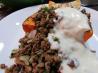 Butternut Squash With Lebanese Spiced Ground Beef and Garlic Yog. Photo by JustJanS