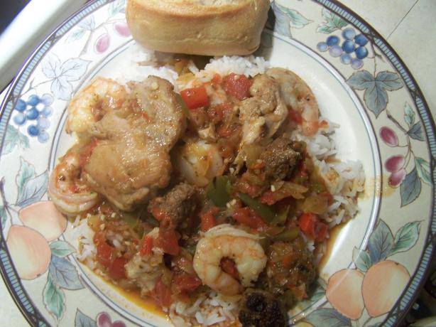 Chicken, Shrimp, and Sausage Stew. Photo by Cher Jewhurst
