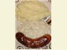Bangers and Mash with Creamed Onion Sauce. Recipe by Sackville