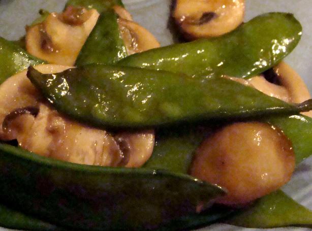 Teriyaki Snow Peas and Mushrooms. Photo by Lvs2Cook