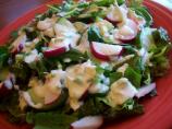 Greens, Cukes, and Radish Salad With Creamy Dressing