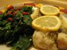 Lemon Dill Cod With Mustard Sauce and Garlic Wilted Spinach