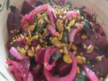 Beet Salad With Red Onion, Mint and Pistachios. Photo by magpie diner
