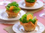 Garlic Crouton Cups With Pesto Caesar and Parmesan Crisps