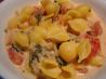 Pasta and Sausage in Tomato Cream Sauce. Recipe by JessLovesToCook