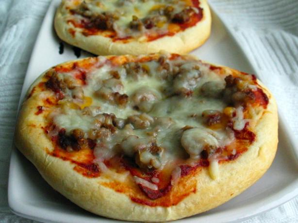 Simple Sausage and Swiss Cheese Mini Pizzas. Photo by flower7