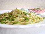 Spaghetti With Young Broad Beans and Goat Cheese