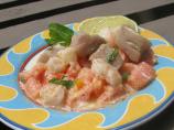 Ahi Tuna and Baby Shrimp Ceviche W/Papaya Salad and Coconut