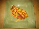 Fresh Corn Salsa With Grilled Beef Knockwurst. Photo by Chef #848413
