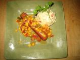 Fresh Corn Salsa With Grilled Beef Knockwurst. Photo by Chef #848413