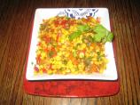 Fresh Corn Salsa With Grilled Beef Knockwurst. Photo by Chef #848413
