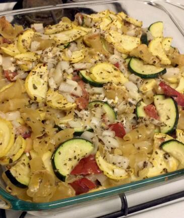 Baked Ziti and Summer Vegetables. Photo by Greeny4444