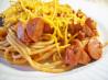 Chili Spaghetti With Hot Dogs. Recipe by Chef shapeweaver &copy;