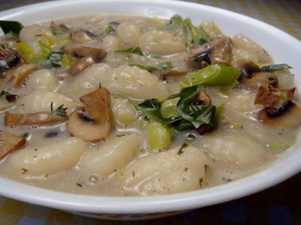 Gnocchi With Creamy-Mushroom and Leek Sauce. Photo by Lori Mama