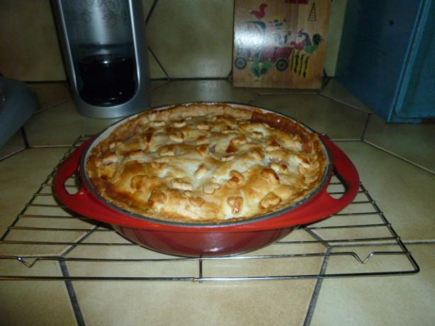 Deep Dish Fresh Peach Pie -- Le Creuset Round Tarte Tatin Pan. Photo by petlover
