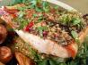 Salmon  With Bok Choy, Asian Sauce and Salmon Roe. Recipe by I'mPat