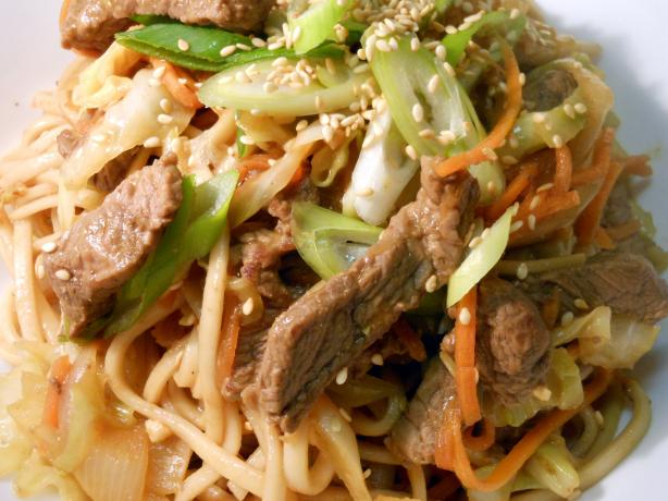 Beef, Miso and Sesame Noodles. Photo by JustJanS