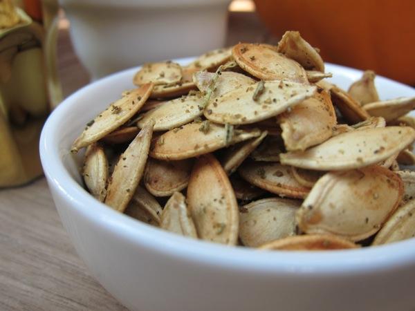 Rosemary-Garlic Pumpkin Seeds. Photo by the accidental glutton