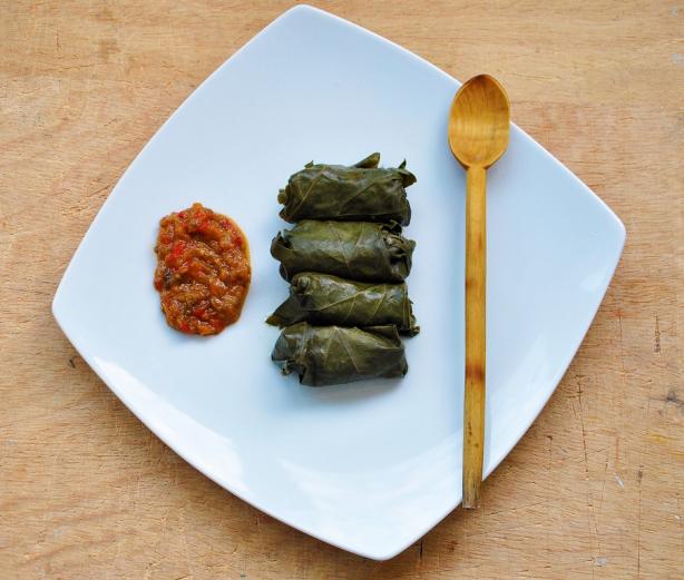 Vegetarian Mushroom and Brown Rice Dolmas. Photo by gourmandelle