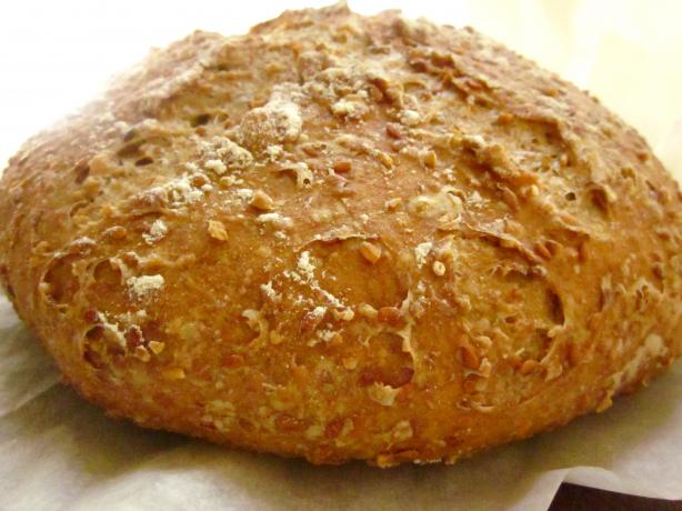 Whole Wheat No-Knead Bread With Flax Seeds and Oats. Photo by gailanng