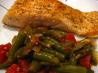 Buttery Lemon-Zest Salmon With Spinach Salade and Fries. Recipe by Weekly Challenge