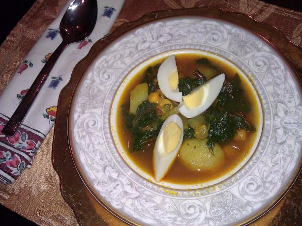 Swiss Chard, Potato, and Chickpea Stew. Photo by mersaydees
