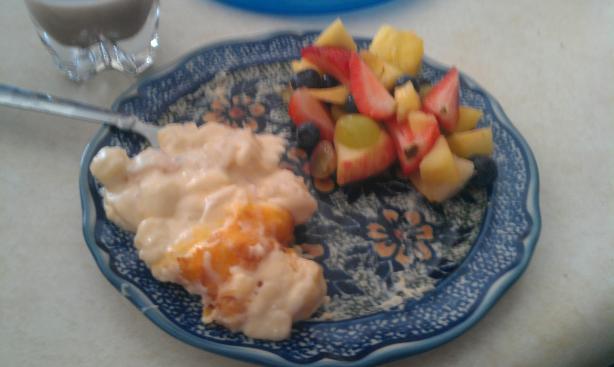 After Party Fruit Salad and Mac & Cheese. Photo by ProcrastinateWithCooking
