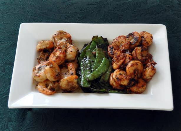 Red and White Prawns (Shrimp) With Green Vegetables (Yuan Yang X. Photo by KateL