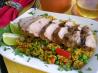 Grilled Balsamic-Garlic Crusted Pork Tenderloins. Recipe by Michelle Figueroa