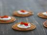 Green Onion Blinis With Red Pepper Relish and Goat Cheese