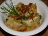 Goat Cheese and Spinach Potato Dumplings With Bacon Gravy