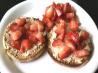 Cashew Butter and Strawberry Topped English Muffin. Recipe by thesinglebite