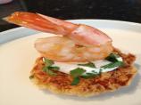 Shrimp on Smoky Potato Corn Cakes