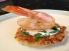 Shrimp on Smoky Potato Corn Cakes. Recipe by KLSchroeder