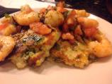 Spinach Artichoke Potato Cakes With Shrimp Scampi