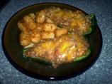 Refried Bean Stuffed Poblanos W/ Cheese