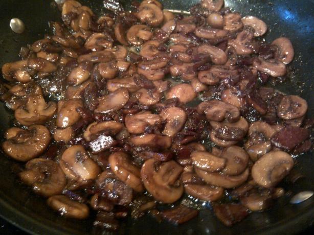 Mushrooms With Bacon and Onion in Red Wine Reduction. Photo by Yami Zuma