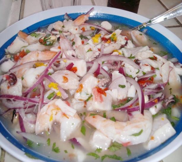 Peruvian Mixed Cebiche (Ceviche Mixto). Photo by cherrylips4923