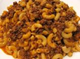 Hamburger Pasta With Cheese and Bacon