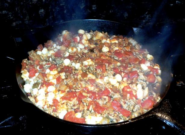 Hominy Goulash Skillet. Photo by Red Apple Guy