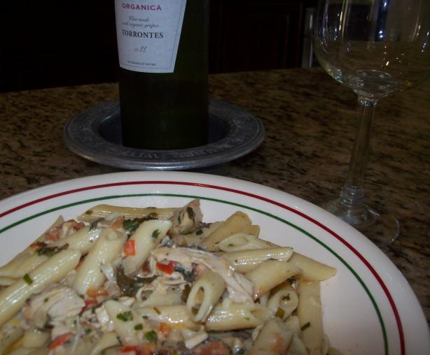 Pasta With Roasted Chicken and Fresh Herbs. Photo by Jostlori
