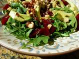 Avocado, Beet and Arugula Salad With Chevre Tartine