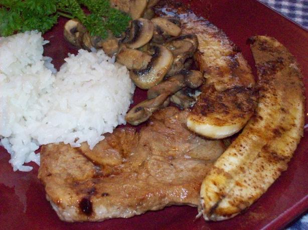 Lamb Chops With Deviled Bananas. Photo by Chef TraceyMae