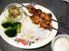 Curried Chicken Skewers With Toasted Coconut Gremolata. Recipe by Boomette